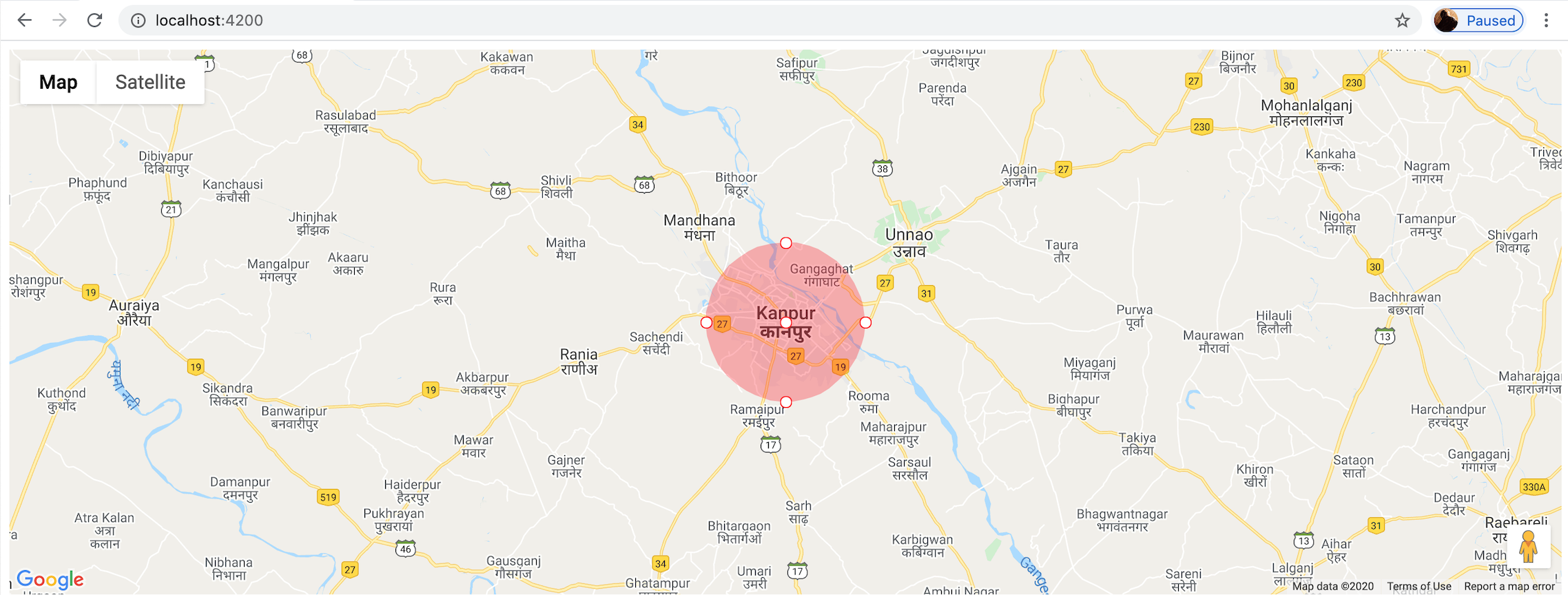 Integrate Angular Google Map (@agm/core) module and show location marker in Angular 9 application