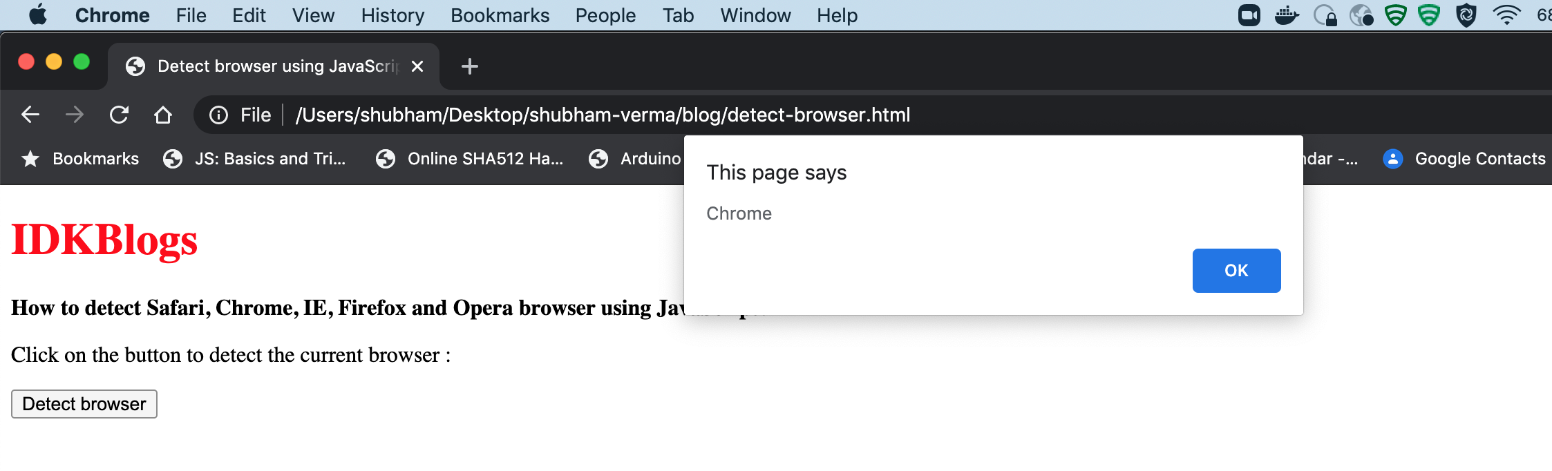 Detect the user browser using JavaScript