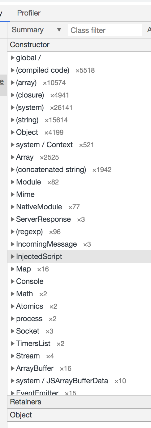 Profiling Nodejs Application: Detect the memory uses of node app | Use of -inspect