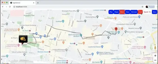 Integrate Angular Google Map (@agm/core) module and show moving object over given path on the map